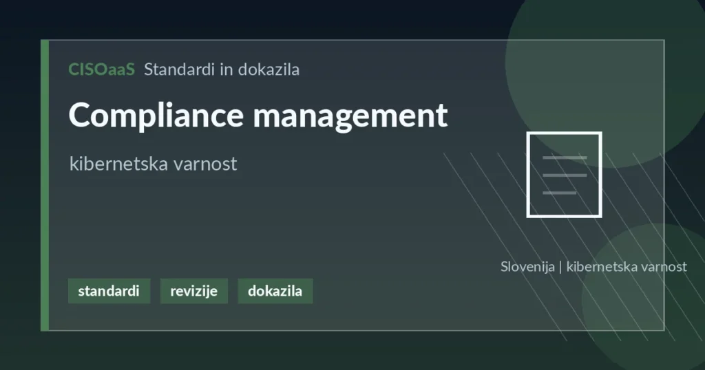 Compliance management - kibernetska varnost | CISOaaS
