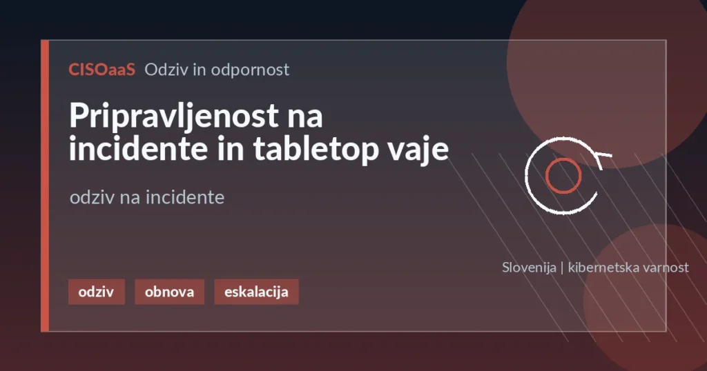 Pripravljenost na incidente in tabletop vaje - odziv na incidente | CISOaaS